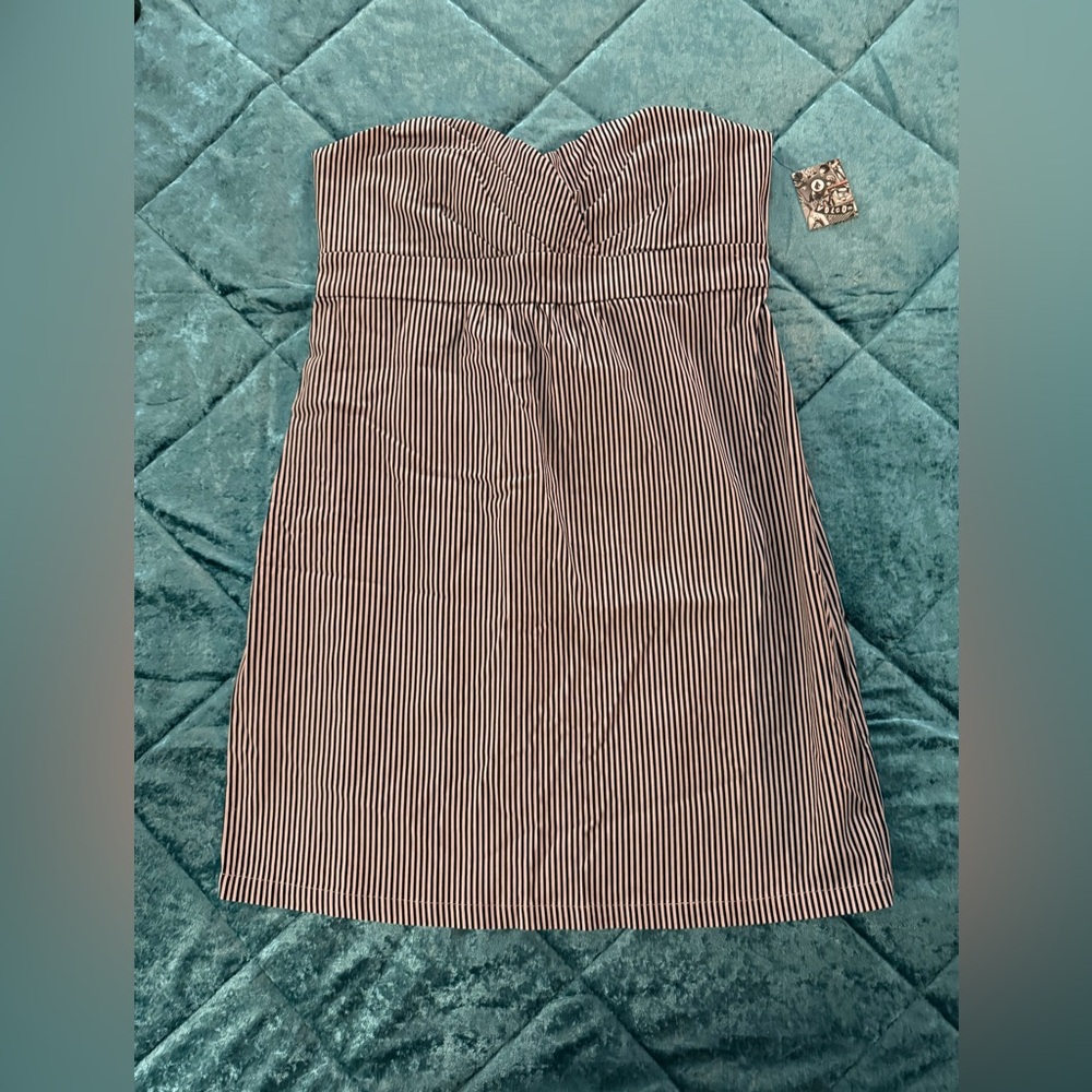 Volcom Strapless Dress with Black and purple Stripes
